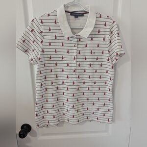 Tommy Hilfiger Nautical White and Red Striped Polo